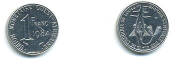 ВАЛЮТНЫЙ СОЮЗ ЦЕНТРАЛЬНОЙ АФРИКИ 1 ФРАНК 1984 4-937
