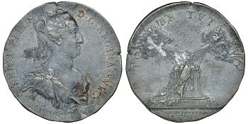 Швеция оттиск медали 1719 на коронацию Ульрики Элеоноры в Упсале 17 марта 1719 года, диаметр 40,5 мм., вес 17,5 гр. цинк 00-00