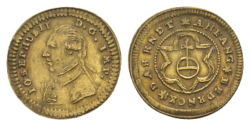 Нюрнберг счетный жетон XIX век Иосиф II, диаметр 19 мм, вес 0,86 гр латунь 5010-222