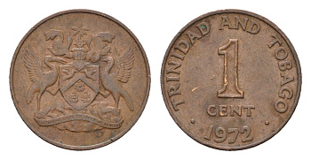 Тринидад и Тобаго 1 цент 1972 герб KM 1 бронза 188-463