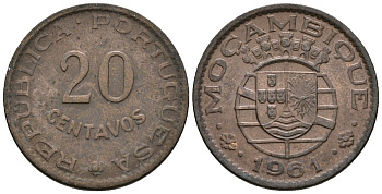 Мозамбик 20 сентаво 1961 KM 85 бронза 4147-659