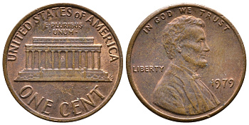 США 1 ЦЕНТ 1979 ЛИНКОЛЬН KM 201 медь цинк 4364-914