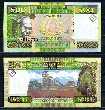 Гвинея 500 франков 2015 Pick 47 a бумага UNC (пресс) 2192-17-3-2