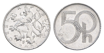 Чехия 50 геллеров 2001 KM 3 алюминий UNC 4651-557