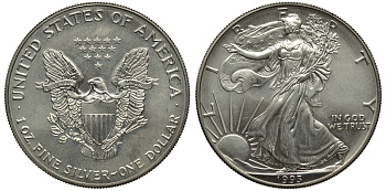 США 1 доллар 1993 шагающая свобода KM 273 серебро UNC 1084-6-33