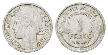 Франция 1 франк 1948 KM 885a.1 алюминий 4704-433