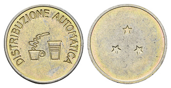 Италия жетон для выдачи напитков - кофе диаметр 24 мм, вес 5,1 гр нержавеющая сталь 4670-953