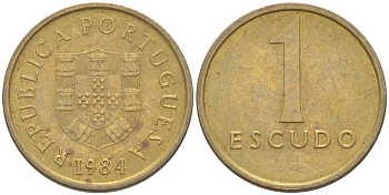Португалия 1 эскудо 1984 KM 614 никель латунь 187-523