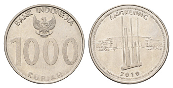 Индонезия 1000 рупий 2010 KM 70 сталь плакированная никелем UNC 4675-121