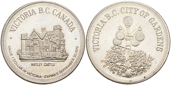 Канада транспортный токен (жетон) 1979 Виктория, Британская Колумбия - ГОРОД САДОВ, СТОИМОСТЬЮ В 1 доллар В Виктория ЭКСПРЕСС 30 сентября 1979 года, диаметр 33 мм. никелированное железо 97-121