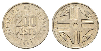 Колумбия 200 песо 1995 KM 287 медь цинк никель 4698-227