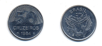 БРАЗИЛИЯ 50 КРУЙЗЕЙРО 1984 KM 594.1 сталь aUNC 51-5743