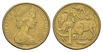 Австралия 1 доллар 1984 Елизавета II (1952-2022), кенгуру KM 77 алюминиевая бронза 4657-157