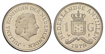 Нидерландские Антильские острова 1 гульден 1978 KM 12 никель UNC 4628-845