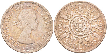 Великобритания 2 шиллинга 1967 Елизавета II (1952-2022) KM 906, Spink 4146 медно-никель 4128-744