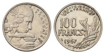 Франция 100 франков 1957 B KM 919.2 медно-никель    4660-333