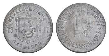 Гармиш 10 пфеннигов 1917 Funck 152.2, Men05 8697.3, Men18 10835.3 цинк 4659-259