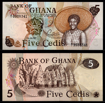 Гана 5 седи 1977 Pick 15 b бумага UNC (пресс) 7217-4-3-1