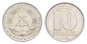 ГДР 10 пфеннигов 1968 A KM 10 алюминий 4647-815