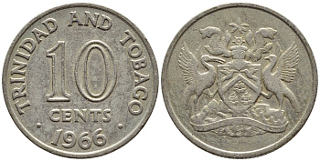 Тринидад и Тобаго 10 центов 1966 герб KM 3 медно-никель 4396-824