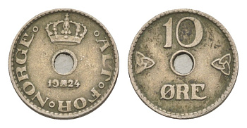 Норвегия 10 эре 1924 Хокон VII (1905-1957) KM 383 медно-никель 4632-1123