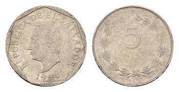Сальвадор 5 сентаво 1994 KM 154b сталь плакированная никелем 4643-736