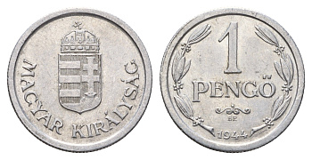 Венгрия 1 пенге 1944 KM 521 алюминий 46-461