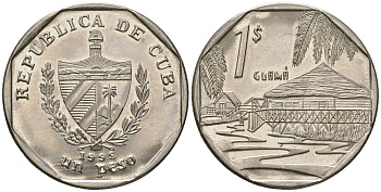 Куба 1 песо 1998 хижины Гуама KM 579, JMA MC23 сталь плакированная никелем  UNC  4448-931