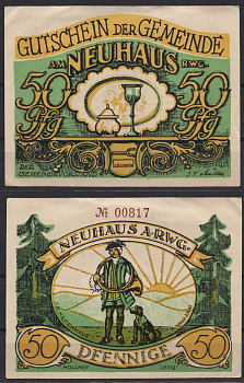 Германия, Нойхаус-ам-Реннвег 50 пфеннигов 1922 Нотгельд бумага 7555-51-3-2