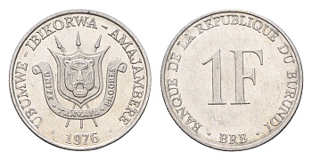 Бурунди 1 франк 1976 KM 19 алюминий UNC 4674-1242