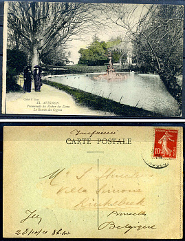 Бельгия carte postale - открытое письмо прогулка по Авиньону, с маркой в 10 сантимов 2193-79