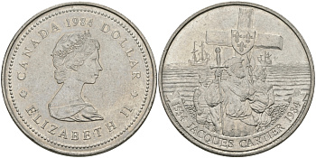 Канада 1 доллар 1984 Жак Картье KM 141 никель UNC 97-146