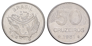 Бразилия 50 крузейро 1981 KM 594.1 нержавеющая сталь 4657-121