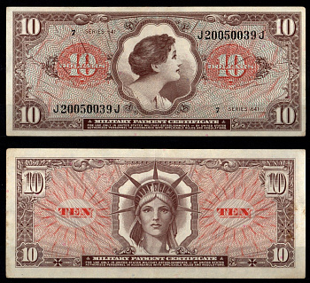 США 10 долларов ND (1965) Pick M63 бумага 451-1279-3