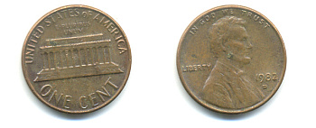 США 1 ЦЕНТ 1982 D, ЛИНКОЛЬН KM 201 медь цинк 86-132