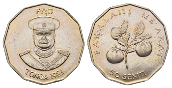 Тонга 50 сенити 1981 KM 71 медно-никель UNC 4168-446