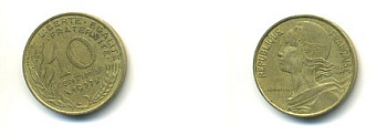 ФРАНЦИЯ 10 САНТИМОВ 1977 ТИП MARIANNE KM 929 медь алюминий никель 54-1516
