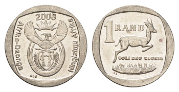 ЮАР 1 ранд 2008 KM 444 медь плакированная никелем 4627-529