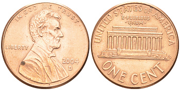 США 1 ЦЕНТ 2003 ЛИНКОЛЬН KM 201b цинк плакированный медью UNC 187-746