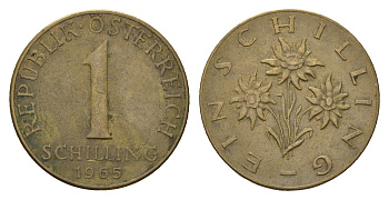 Австрия 1 шиллинг 1965 KM 2886 алюминиевая бронза 4671-621