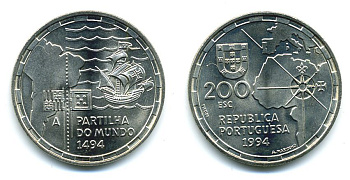 ПОРТУГАЛИЯ 200 ЭСКУДО 1994 РАЗДЕЛ МИРА KM 672 медно-никель UNC 00-00