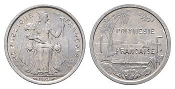 Французская Полинезия 1 франк 1975 KM 11 алюминий UNC 4666-512