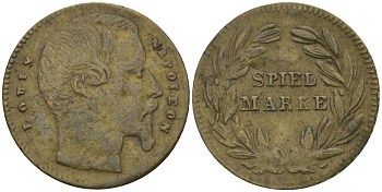 ГЕРМАНИЯ ИГРОВОЙ ЖЕТОН ND SPIEL MARKEN, ЛУИ НАПОЛЕОН, ДИАМЕТР 16 ММ. бронза 99-457