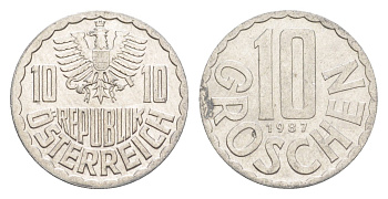Австрия 10 грошей 1987 KM 2878 алюминий 4147-555