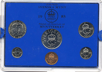 Швеция набор монетного двора из 6 монет 1983 в пластике, Карл XVI Густав (1973- ) KM MS27 UNC 5-4-2-66