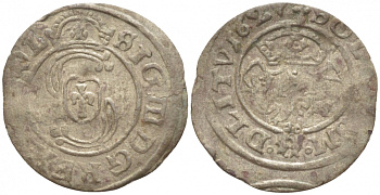 Великое княжество Литовское 2 денария 1627 Сигизмунд III (1587-1632), вес 0,55 гр. KM 31 серебро 1517-131