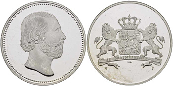 НИДЕРЛАНДЫ МЕДАЛЬ ND СЕРИЯ КОРОЛЕВСКАЯ ДИНАСТИЯ НИДЕРЛАНДОВ, (1817-1890) КОРОЛЬ ВИЛЛЕМ III, ДИАМЕТР 38 ММ., ВЕС 25 ГР. серебро PROOF 1076-9-22