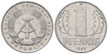 ГДР 1 пфенниг 1968 А КМ 8.1 алюминий 3458-319