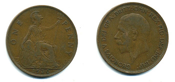 Великобритания 1 пенни 1930 Георг V (1910-1936) КМ 838, Spink 4055 бронза 41-1113