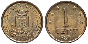 Нидерландские Антилы 1 цент 1970 Юлиана (1948-1980) KM 8 бронза UNC 4118-911